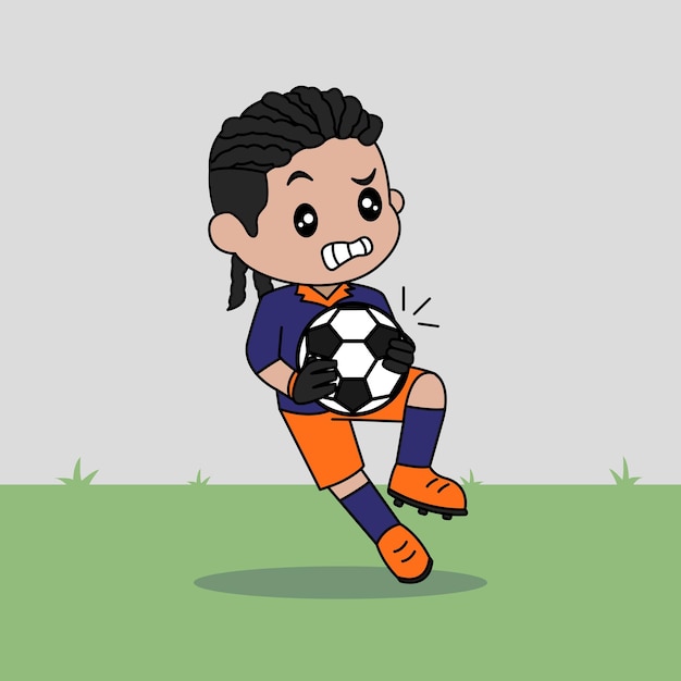 Diseño vectorial de niños con camiseta de portero niños jugando al fútbol