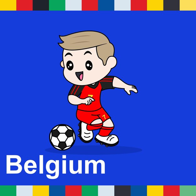 Vector diseño vectorial de niños que llevan la camiseta del equipo nacional de fútbol de bélgica