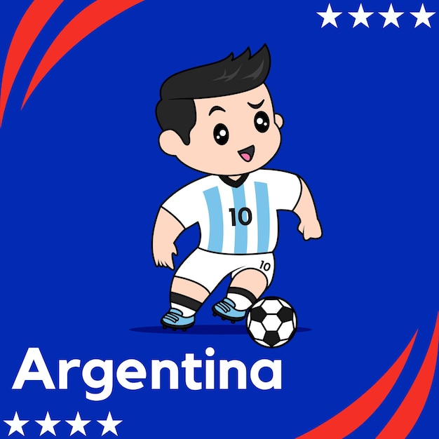 Vector diseño vectorial de niños que llevan la camiseta de la selección nacional de fútbol de argentina.