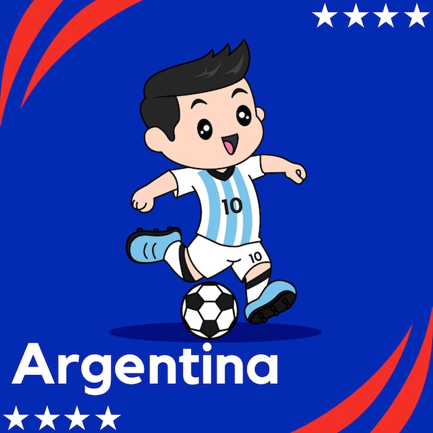 Vector diseño vectorial de niños que llevan la camiseta de la selección nacional de fútbol de argentina.