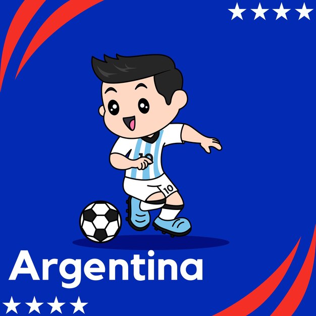 Vector diseño vectorial de niños que llevan la camiseta de la selección nacional de fútbol de argentina.