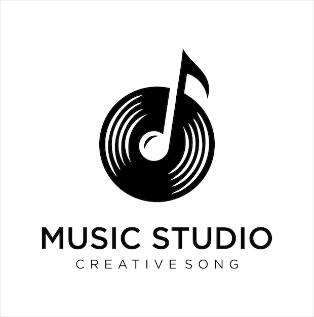 Diseño vectorial de notas musicales y discos de vinilo