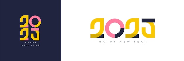 Diseño vectorial de números moderno 2025 Diseño premium para la celebración del Año Nuevo 2025 Con números coloridos elegantes y modernos