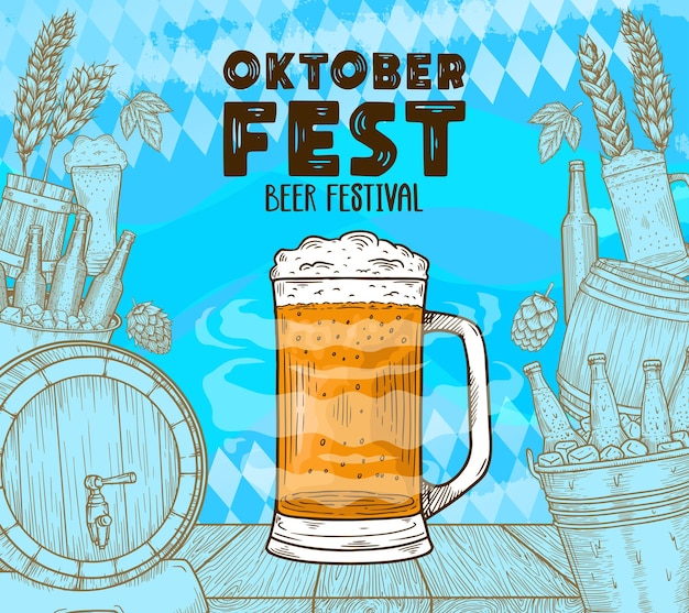 El diseño vectorial de Oktoberfest se puede utilizar para la invitación de afiches y fines de celebración