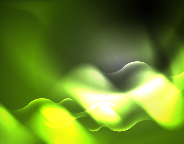 Diseño vectorial de ondas de neón metálico brillante
