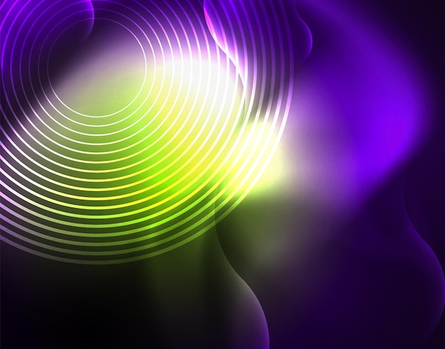 Diseño vectorial de ondas de neón metálico brillante