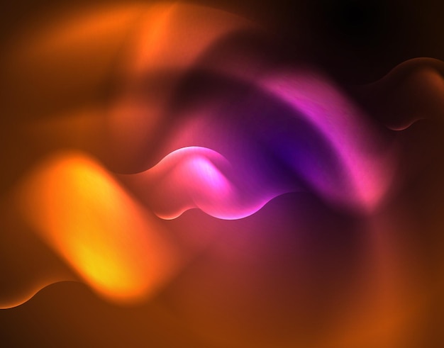 Diseño vectorial de ondas de neón metálico brillante
