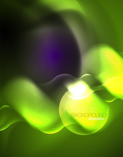 Diseño vectorial de ondas de neón metálico brillante