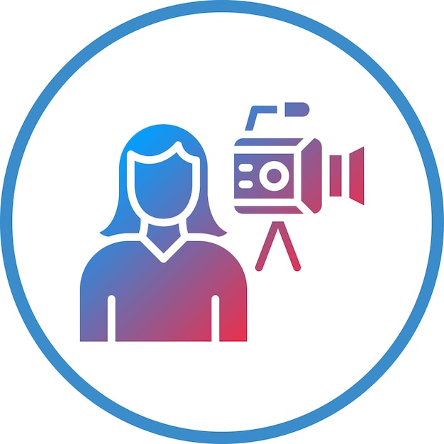 Diseño vectorial Operadora de cámara Estilo de icono femenino