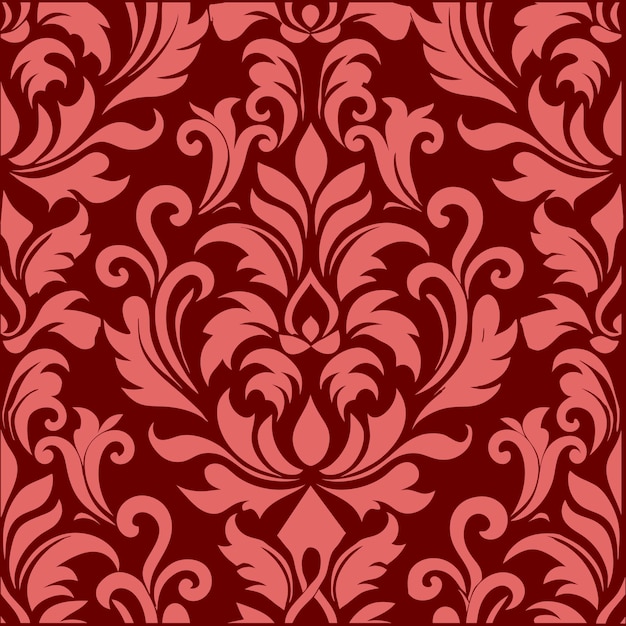 Diseño vectorial de ornamentos florales de damasco de lujo sin costuras