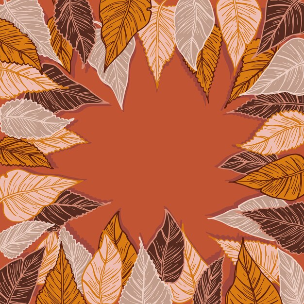 Diseño vectorial de otoño estacional para carteles de tarjetas o volantes con hojas amarillentas caídas