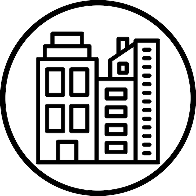 Diseño vectorial del paisaje urbano en el estilo del icono del anochecer