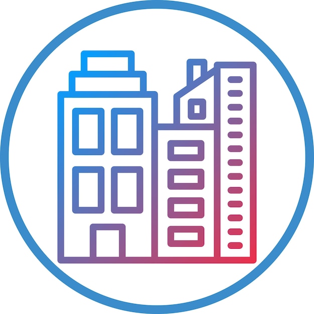 Diseño vectorial del paisaje urbano en el estilo del icono del anochecer