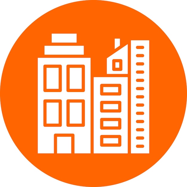 Diseño vectorial del paisaje urbano en el estilo del icono del anochecer