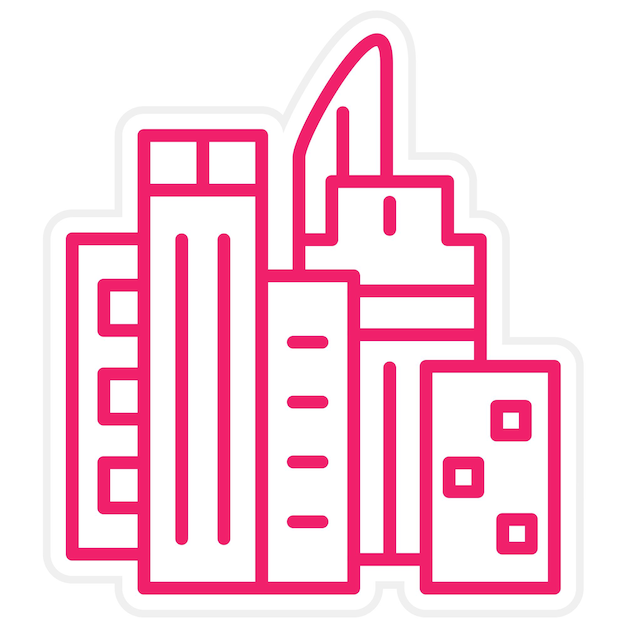 Diseño vectorial del paisaje urbano en el estilo del icono del anochecer