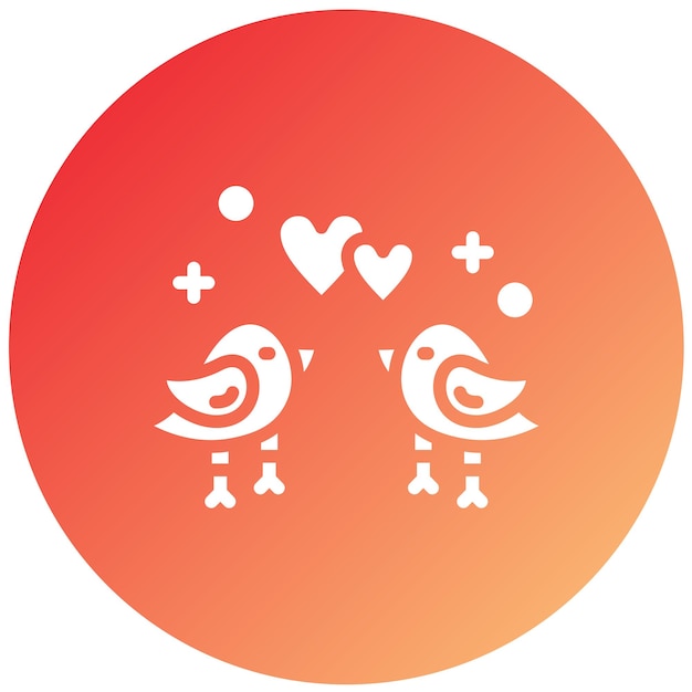 Diseño vectorial de los pájaros enamorados Estilo del icono