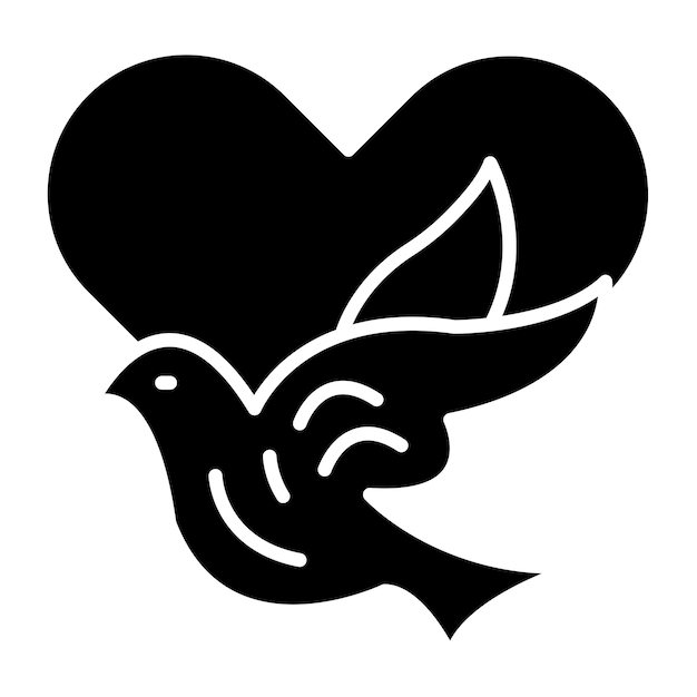 Diseño vectorial Paloma con estilo de icono de corazón