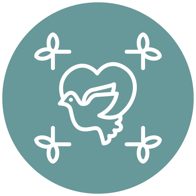 Diseño vectorial Paloma con estilo de icono de corazón
