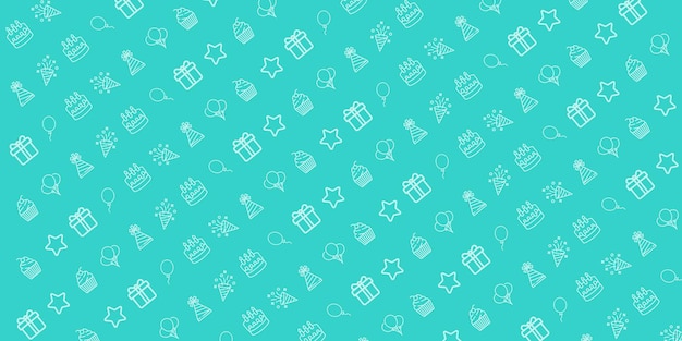 Diseño vectorial de pancartas de cumpleaños Feliz cumpleaños diversión fiesta dibujada a mano fondo sin costuras