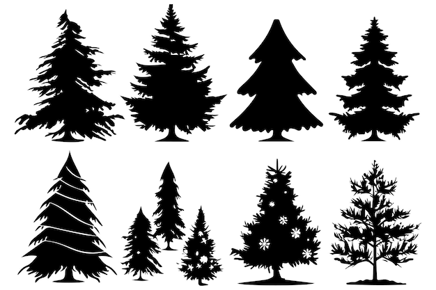 Diseño vectorial del paquete de árboles de Navidad