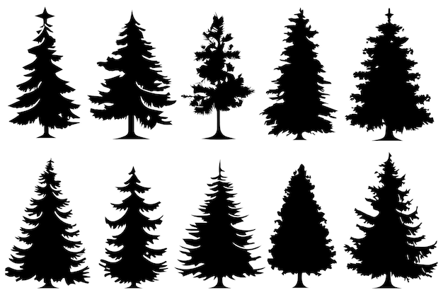 Diseño vectorial del paquete de árboles de Navidad