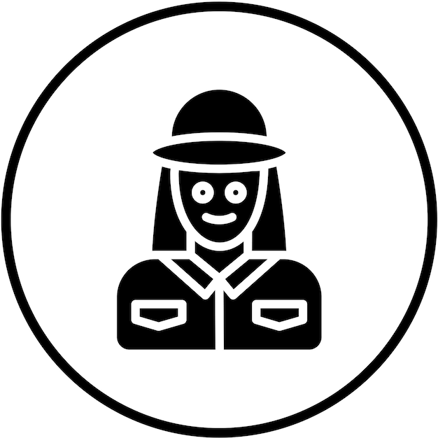 Diseño vectorial Park Ranger Estilo de icono femenino