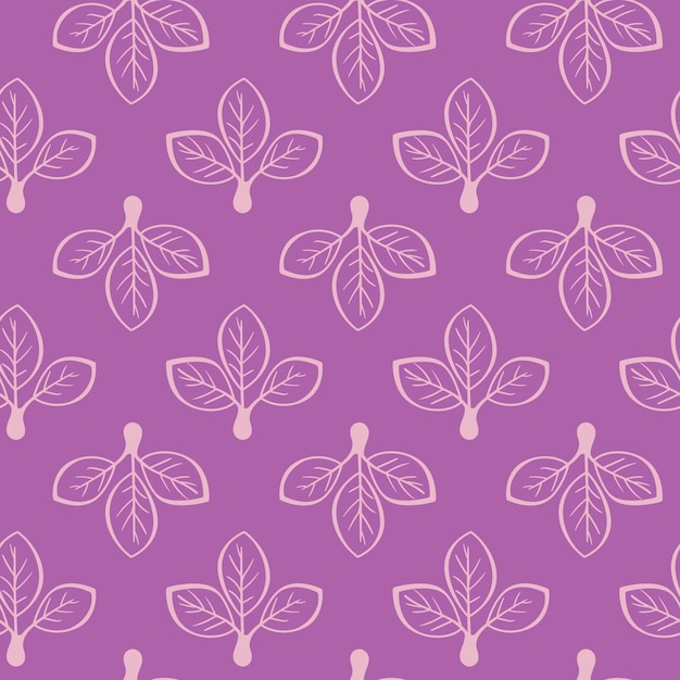 Diseño vectorial de patrón floral dibujado a mano Ornamento simple con planta y hoja