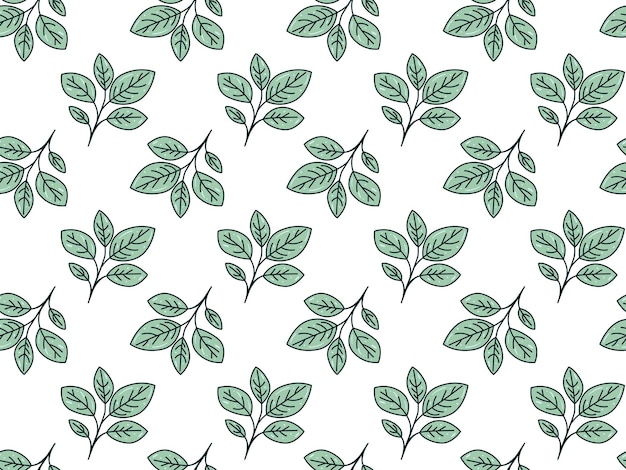 Diseño vectorial de patrón floral dibujado a mano Ornamento simple con planta y hoja