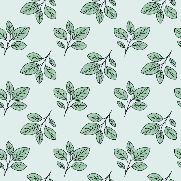 Diseño vectorial de patrón floral dibujado a mano Ornamento simple con planta y hoja
