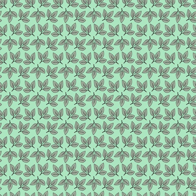 Diseño vectorial de patrón floral dibujado a mano Ornamento simple con planta y hoja