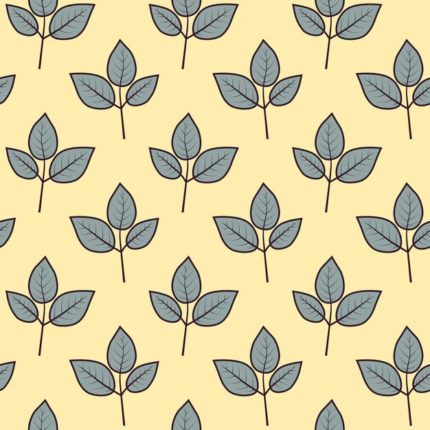 Diseño vectorial de patrón floral dibujado a mano Ornamento simple con planta y hoja