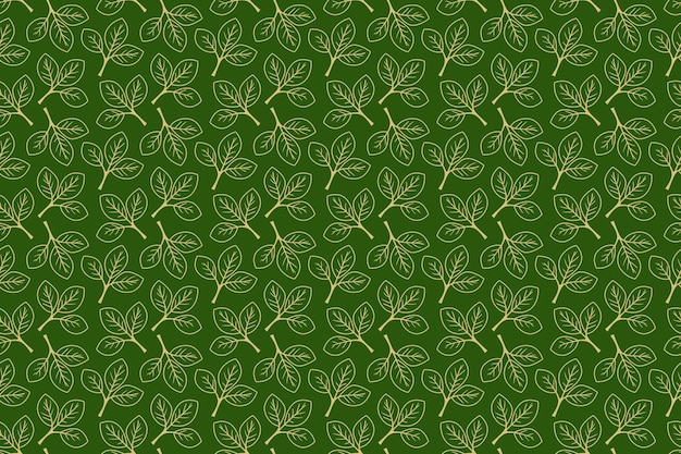 Diseño vectorial de patrón floral dibujado a mano Ornamento simple con planta y hoja
