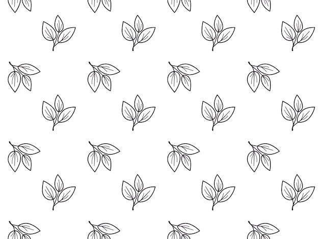 Diseño vectorial de patrón floral dibujado a mano Ornamento simple con planta y hoja