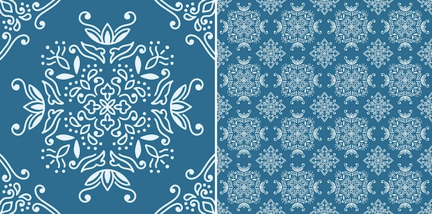 Diseño vectorial de patrones de azulejos sin costura decorativos florales