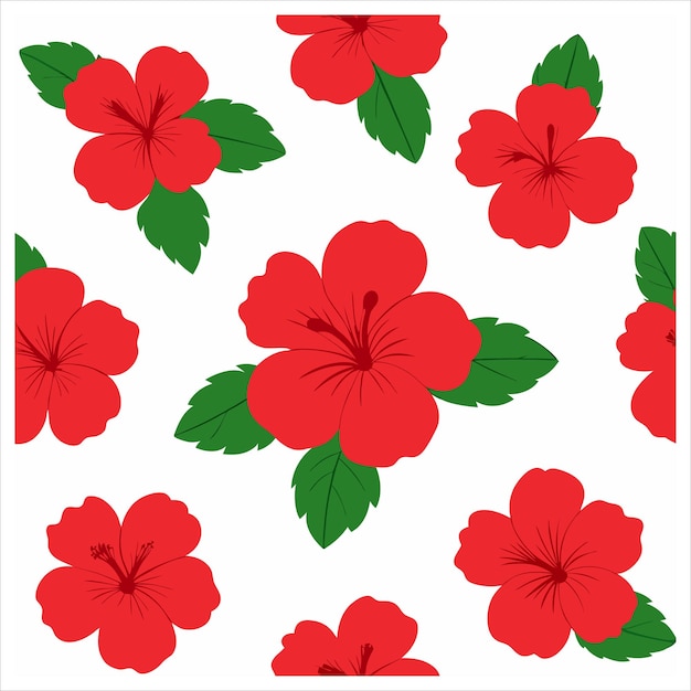Diseño vectorial de patrones sin costuras de hibisco tropical