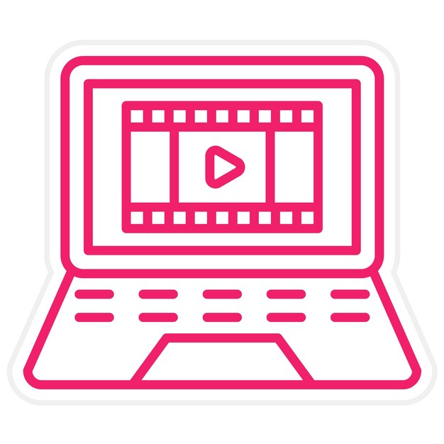 Diseño vectorial de la película en el estilo del icono de la computadora portátil
