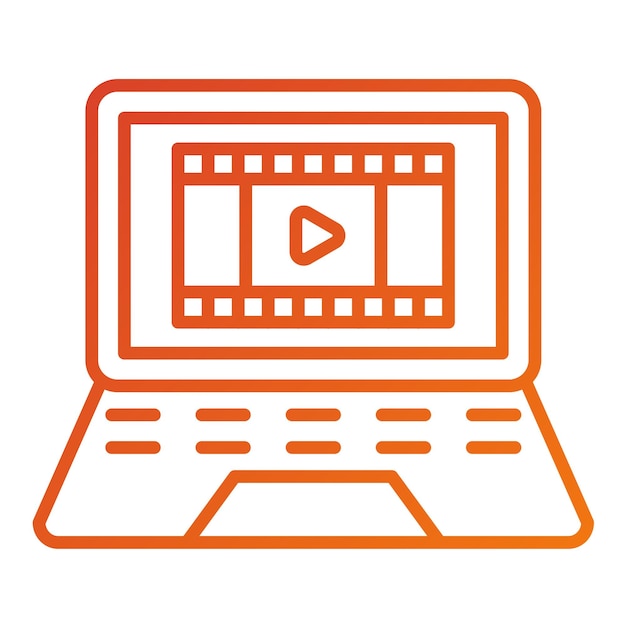 Diseño vectorial de la película en el estilo del icono de la computadora portátil