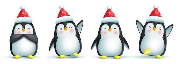 Diseño vectorial de personajes navideños. Papá Noel viene al texto de la ciudad con renos y muñecos de nieve.