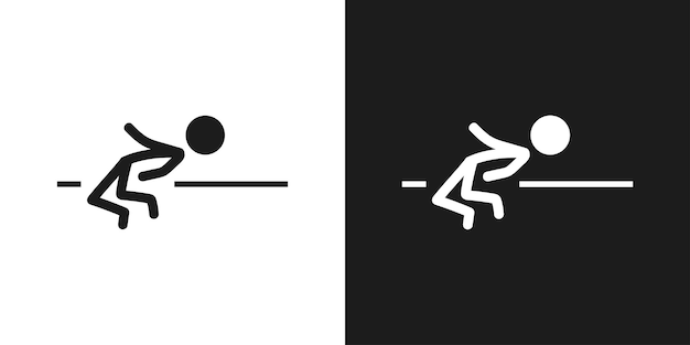 Diseño vectorial de pictograma de icono de salto alto Figura de palo hombre atleta de salto alto icono símbolo de signo
