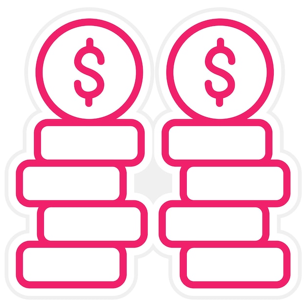 Diseño vectorial de la pila de monedas Estilo del icono