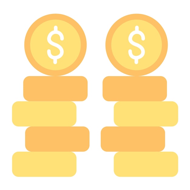 Diseño vectorial de la pila de monedas Estilo del icono