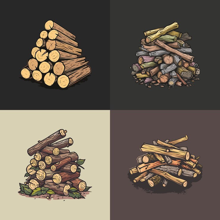 Vector diseño vectorial de pilas de madera vintage