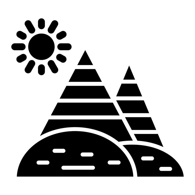 Diseño vectorial de las pirámides del desierto Estilo de icono