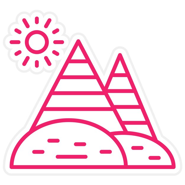 Diseño vectorial de las pirámides del desierto Estilo de icono