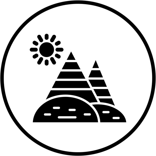 Diseño vectorial de las pirámides del desierto Estilo de icono