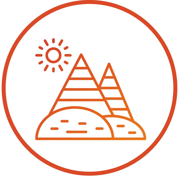 Diseño vectorial de las pirámides del desierto Estilo de icono