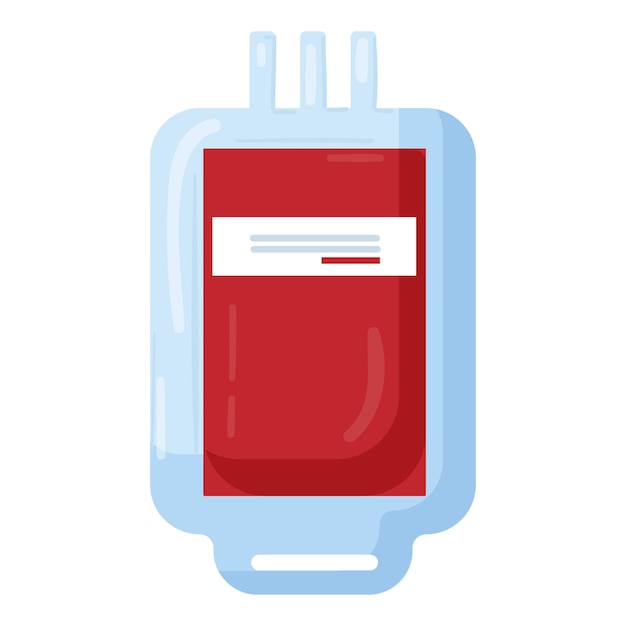 Diseño vectorial plano de una bolsa de sangre roja para gráficos médicos y sanitarios