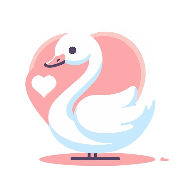 Diseño vectorial plano de cisne con formas de amor a su alrededor