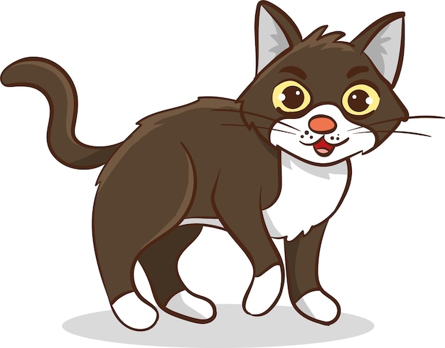 Diseño vectorial plano de gato lindo