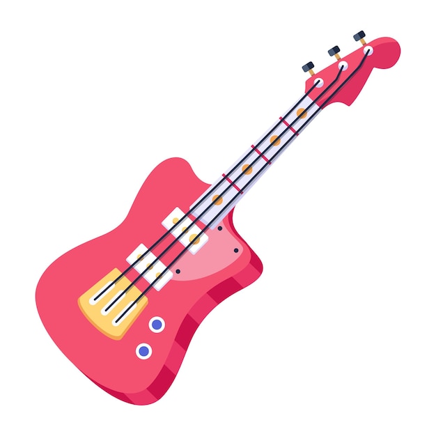 Un diseño vectorial plano de guitarra.